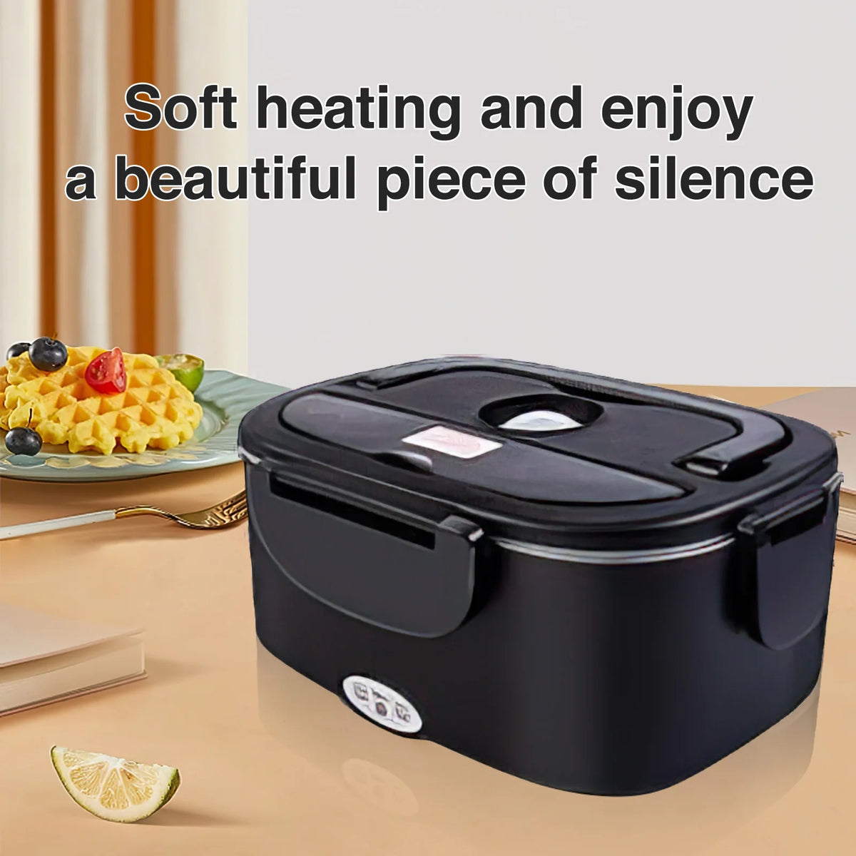 Boîte à lunch chauffante électrique 1,5 L 60W 12V/24V/110V/220V avec récipient en acier inoxydable  pour voiture, chantier, camion, bureau, voyage